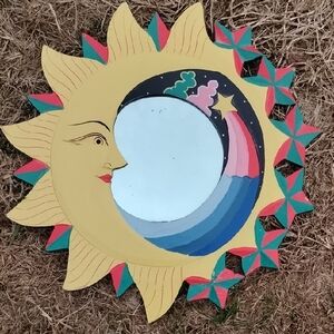 Colorful Sun and Moon Wall Mirror